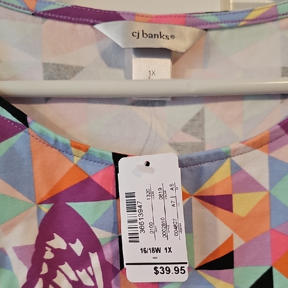 Catherines Multicolor Geometric Butterfly Long Sleeve Top - Picture 3 of 3